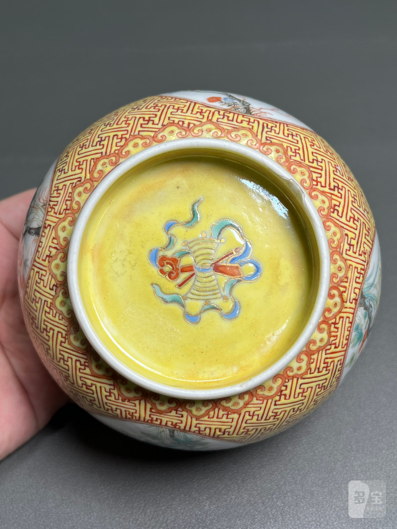 清同治  锦地开光四季花卉纹碗 - 图16